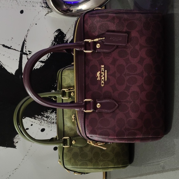 NWT! 2 X Coach Burgundy and Olive Satchel Set - Picture 1 of 2